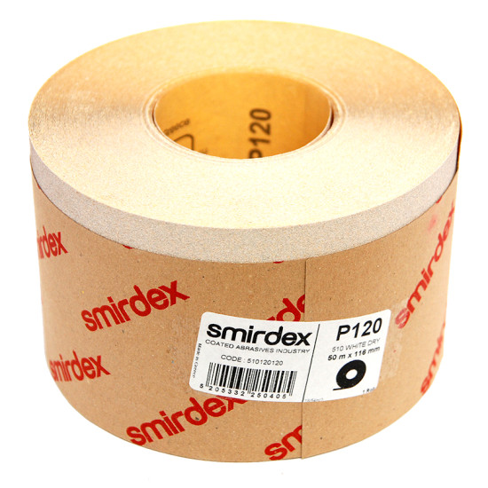 Наждачная бумага Smirdex 510 White Line рулон белый 116ммх25м (50 м), P=120