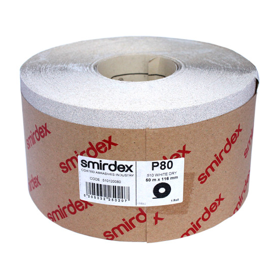 Наждачная бумага Smirdex 510 White Line рулон белый 116ммх25м (50 м), P=80