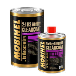 2K HS 2:1 акриловий лак AirDry low VOC Mobihel 1,0л + затверджувач AirDry 0,5л (комплект) 1,5л