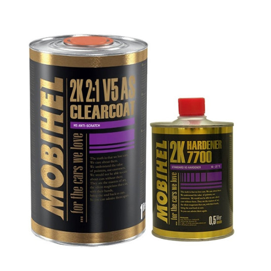 2K 2:1 акриловий лак V5 Mobihel 1,0л + затверджувач 7700 0,5л, (комплект) 1,5л